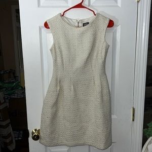 Vince Camuto Tweed White Gold Flake Pleated A-Line Wool Blend Dress Sz 00 Petite